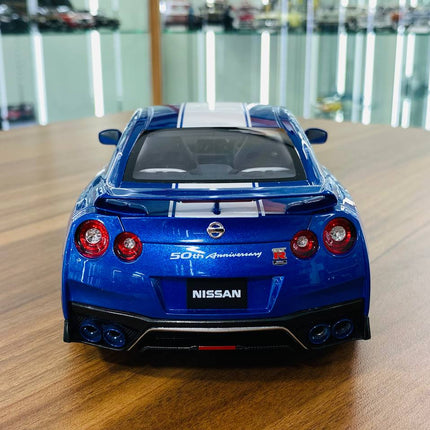 MotorHelix 1/18 Nissan GT-R R35 50th Anniversary Wangan Blue Diecast Model - premium collector scale model