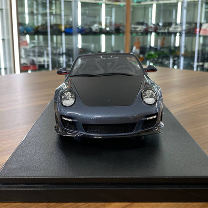 GT Spirit 1:18 Porsche 911 997 Convertible LB-Works LBWK SEMA Show 2016 Grey Resin Model - studio product photo of the scale 