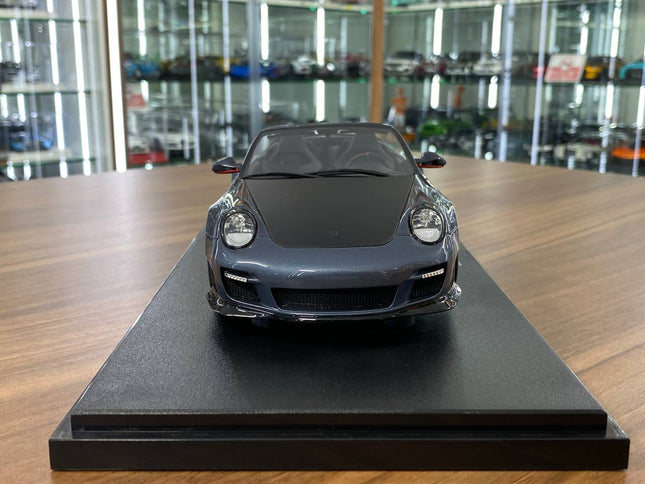 GT Spirit 1:18 Porsche 911 997 Convertible LB-Works LBWK SEMA Show 2016 Grey Resin Model - studio product photo of the scale 