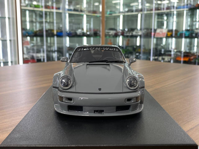 GT Spirit 1/18 Porsche 911 (964) RWB Jonsibal 2015 Grey Resin Limited Edition Model - studio product photo of the scale model