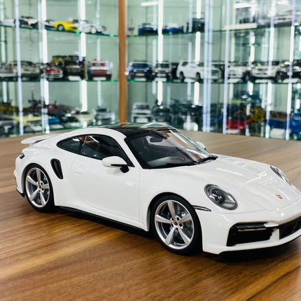 Minichamps Porsche 911 Turbo S 1:18 White Resin Model - detailed collector display model