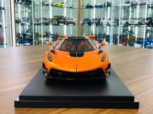 GT Spirit Koenigsegg Jesko ATTACK 1/18 Orange Resin Diecast Model Car - studio product photo of the scale model