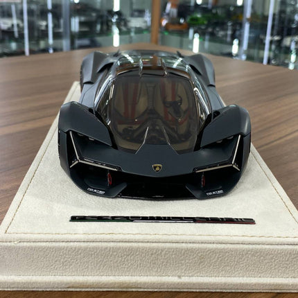 MR Collection 1/18 Lamborghini Terzo Millennio Matt Grey Resin Model - studio product photo of the scale model