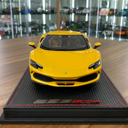 MR Collection Ferrari 296 GTB Giallo Tristrato 1:18 Resin Model - studio product photo of the scale model