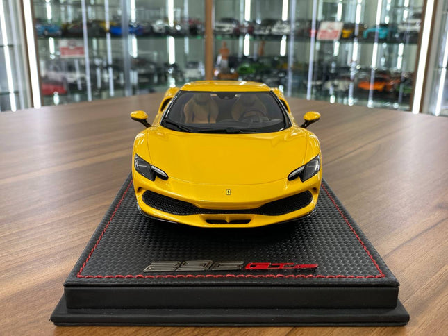 MR Collection Ferrari 296 GTB Giallo Tristrato 1:18 Resin Model - studio product photo of the scale model