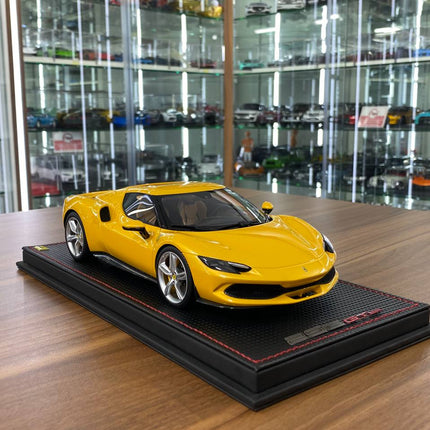 MR Collection Ferrari 296 GTB Giallo Tristrato 1:18 Resin Model - detailed collector display model