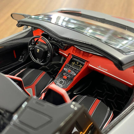 MR Collection 1:18 Lamborghini Centenario Roadster Argento Centenario Blue Resin Model - detailed die-cast style model