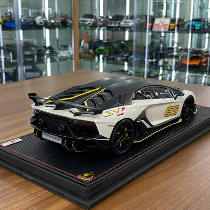 MR Collection 1/18 Resin Lamborghini Aventador Roadster SVJ #63 Bianco Isis - fine detailed model replica