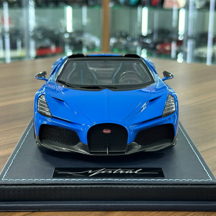 MR Collection 1:18 Bugatti W16 Mistral Blue Resin Limited 249 Pcs - studio product photo of the scale model