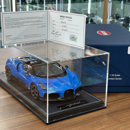 MR Collection 1:18 Bugatti W16 Mistral Blue Resin Limited 249 Pcs - scale model collectible piece