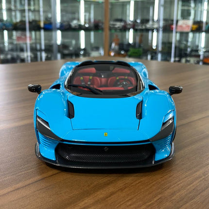 Bburago Ferrari Daytona SP3 1:18 Blue Diecast Model Car - studio product photo of the scale model