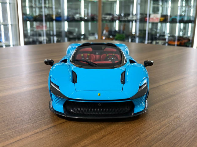 Bburago Ferrari Daytona SP3 1:18 Blue Diecast Model Car - studio product photo of the scale model