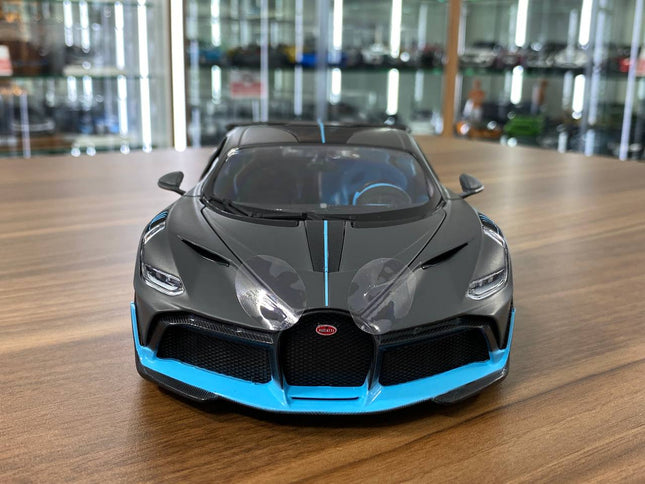 Bburago 1/18 Diecast Bugatti Divo Matt Grey Scale Model Car - studio product photo of the scale model