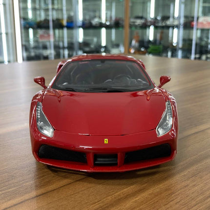 1/18 Diecast Ferrari 488 GTB Red by Bburago Scale Model Car - studio product photo of the scale model