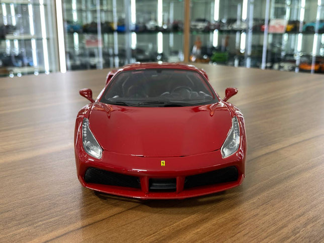 1/18 Diecast Ferrari 488 GTB Red by Bburago Scale Model Car - studio product photo of the scale model