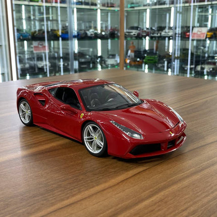 1/18 Diecast Ferrari 488 GTB Red by Bburago Scale Model Car - detailed collector display model