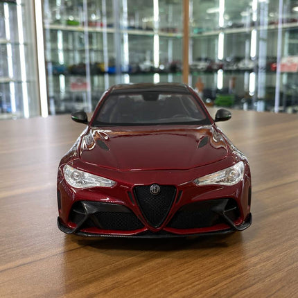 1/18 Diecast Alfa Romeo Giulia GTAm 2020 Dark Red Bburago Model Car - studio product photo of the scale model