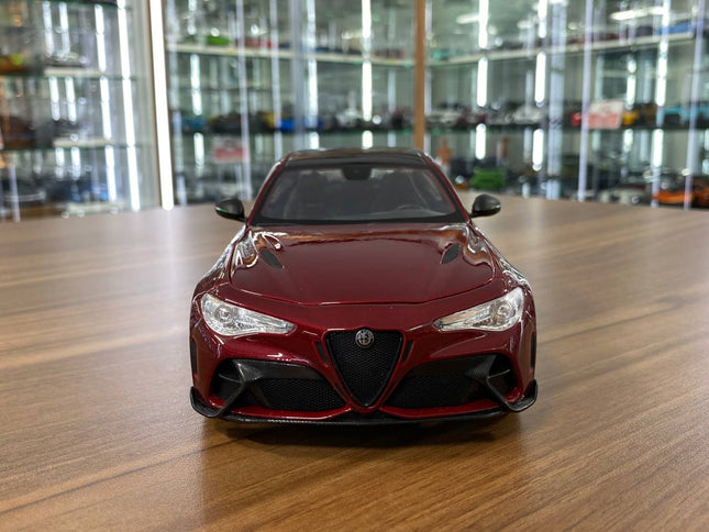 1/18 Diecast Alfa Romeo Giulia GTAm 2020 Dark Red Bburago Model Car - studio product photo of the scale model