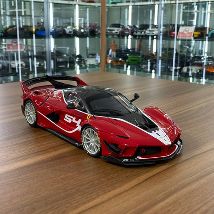 Bburago Signature Series 1:18 Ferrari FXX K EVO #54 Red White Stripe Diecast Model Car - detailed collector display model