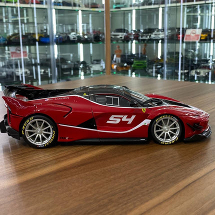 Bburago Signature Series 1:18 Ferrari FXX K EVO #54 Red White Stripe Diecast Model Car - collectible scale model car