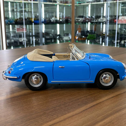 Bburago Porsche 356B Cabriolet 1961 1:18 Blue Diecast Model Car - collectible scale model car