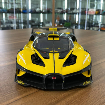Bburago Bugatti Bolide 1:18 Diecast Model Car Yellow/Grey - studio product photo of the scale model