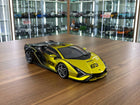 Bburago 1/18 Lamborghini Sián FKP 37 #63 Diecast Model Yellow Black - detailed collector display model