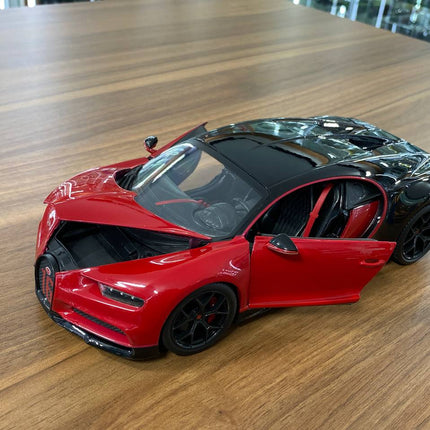 Bburago 1/18 Bugatti Chiron Sport "16" Red and Black Diecast Model Car - detailed die-cast style model