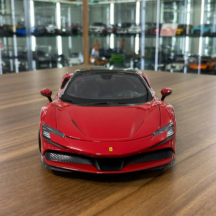 Bburago 1/18 Diecast Ferrari SF90 Stradale Red Scale Model Car - studio product photo of the scale model