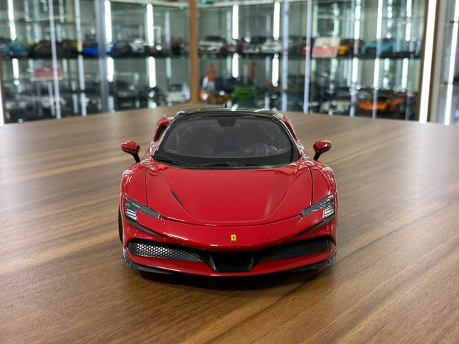 Bburago 1/18 Diecast Ferrari SF90 Stradale Red Scale Model Car - studio product photo of the scale model