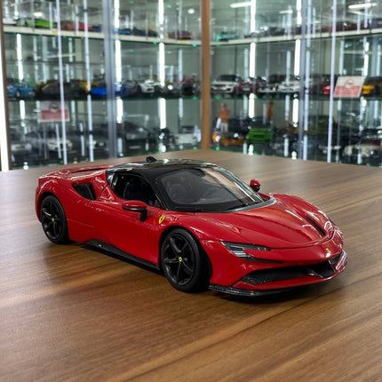 Bburago 1/18 Diecast Ferrari SF90 Stradale Red Scale Model Car - detailed collector display model