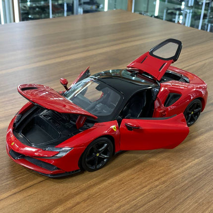 Bburago 1/18 Diecast Ferrari SF90 Stradale Red Scale Model Car - scale model for display