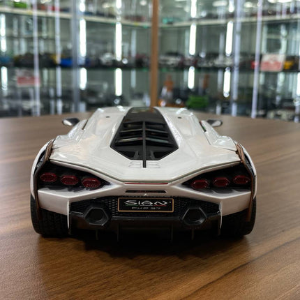 Bburago Lamborghini Sian FKP 37 #63 1:18 White Diecast Model Car - premium collector scale model