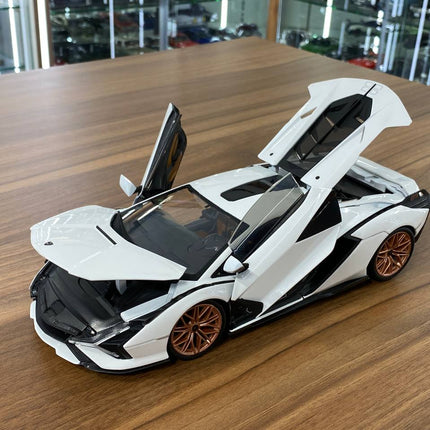 Bburago Lamborghini Sian FKP 37 #63 1:18 White Diecast Model Car - detailed die-cast style model