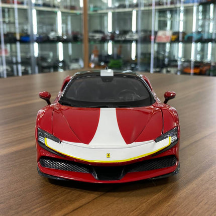 Bburago 1/18 Ferrari SF90 Stradale Red Signature Series Diecast Model Car - studio product photo of the scale model