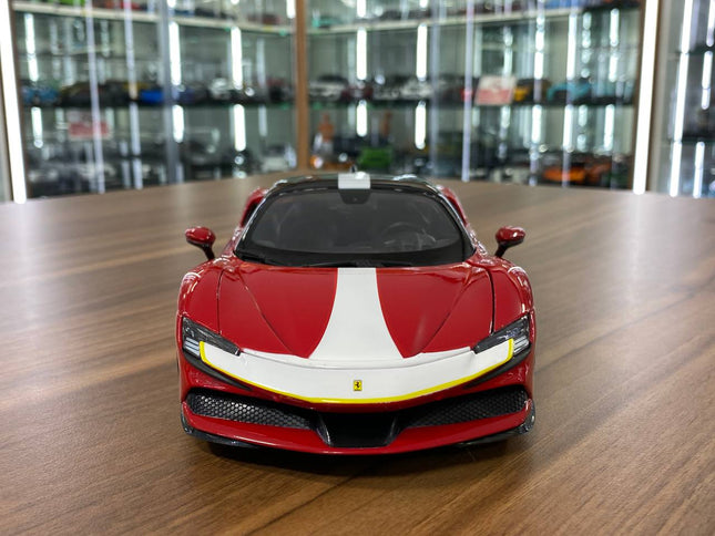 Bburago 1/18 Ferrari SF90 Stradale Red Signature Series Diecast Model Car - studio product photo of the scale model