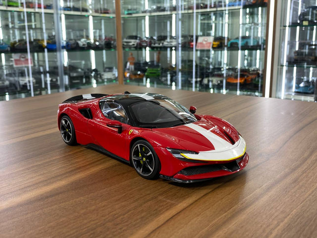 Bburago 1/18 Ferrari SF90 Stradale Red Signature Series Diecast Model Car - detailed collector display model