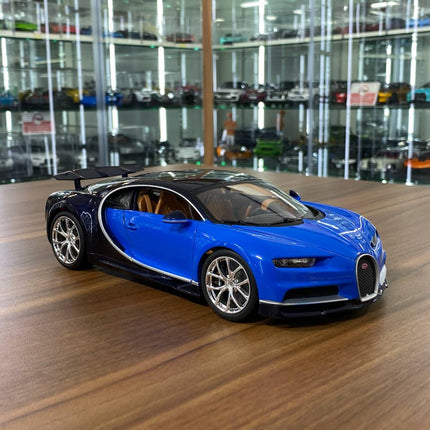 1/18 Diecast 2016 Bugatti Chiron Blue by Bburago Scale Model Car - detailed collector display model