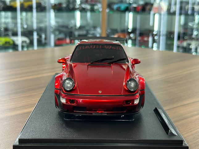 Solido 1/18 Porsche 911 (964) RWB Body Kit Red Metallic Diecast Model - studio product photo of the scale model
