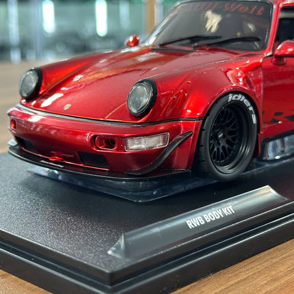 Solido 1/18 Porsche 911 (964) RWB Body Kit Red Metallic Diecast Model - detailed die-cast style model