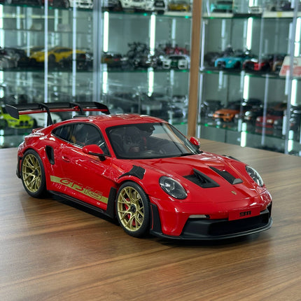 GT Spirit Porsche 911 (992) GT3 RS 1:12 Resin Model Red Gold Rim - detailed collector display model