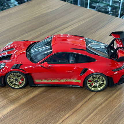 GT Spirit Porsche 911 (992) GT3 RS 1:12 Resin Model Red Gold Rim - showroom-quality model replica