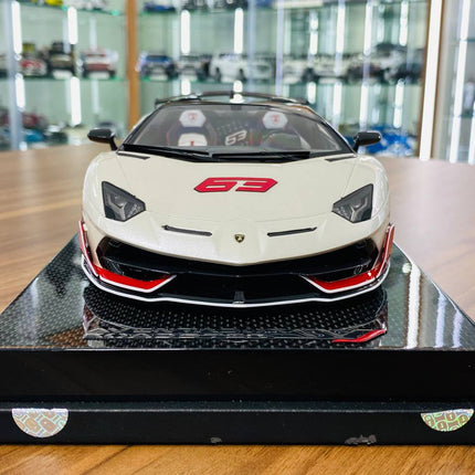1/18 Resin - MR Collection Lamborghini Aventador Roadster SVJ #63 , 01/01 Limited Edition - studio product photo of the scale