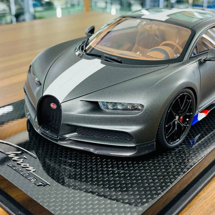 MR Collection 1:18 Bugatti Chiron Sport Resin Model Matt Grey White - detailed die-cast style model