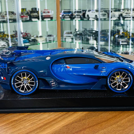 MR Collection Bugatti Vision Gran Turismo 1/18 Resin Model Light Blue Sport Racing Carbon - collectible scale model car