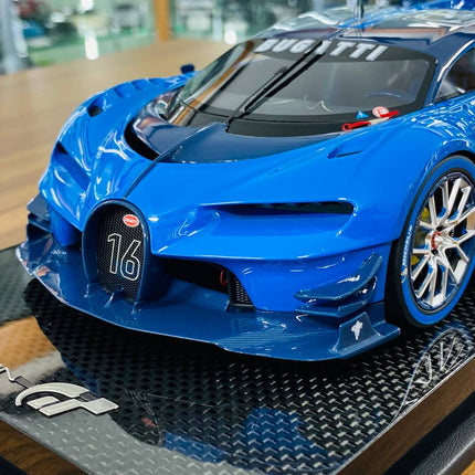 MR Collection Bugatti Vision Gran Turismo 1/18 Resin Model Light Blue Sport Racing Carbon - detailed die-cast style model