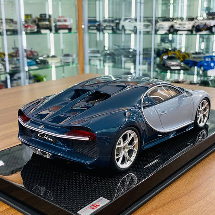 MR Collection Bugatti Chiron 1/18 Resin Model Grey/Blue Limited 499 Pieces - fine detailed model replica