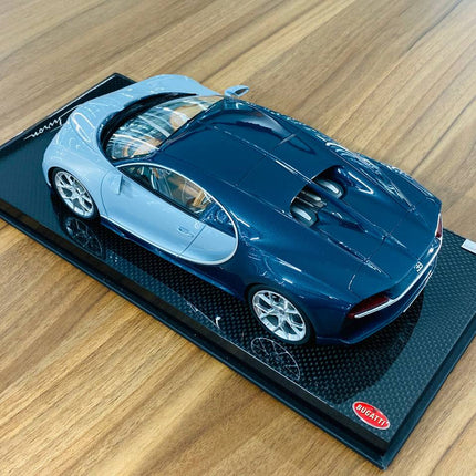 MR Collection Bugatti Chiron 1/18 Resin Model Grey/Blue Limited 499 Pieces - scale model for display