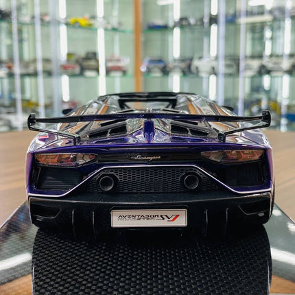 MR Collection 1/18 Lamborghini Aventador Roadster SVJ #63 Purple/Grey Resin Model - collectible scale model car