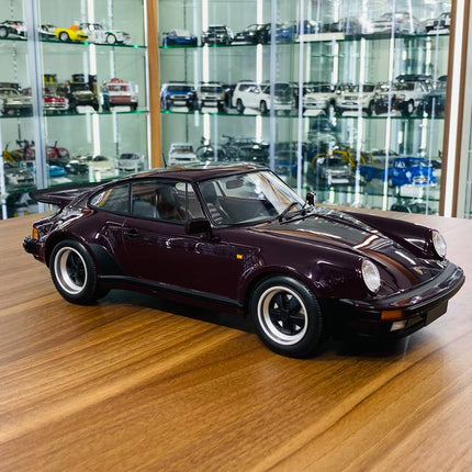 Minichamps 1/12 Porsche 911 Turbo 1977 Brown Diecast Model Car - detailed collector display model